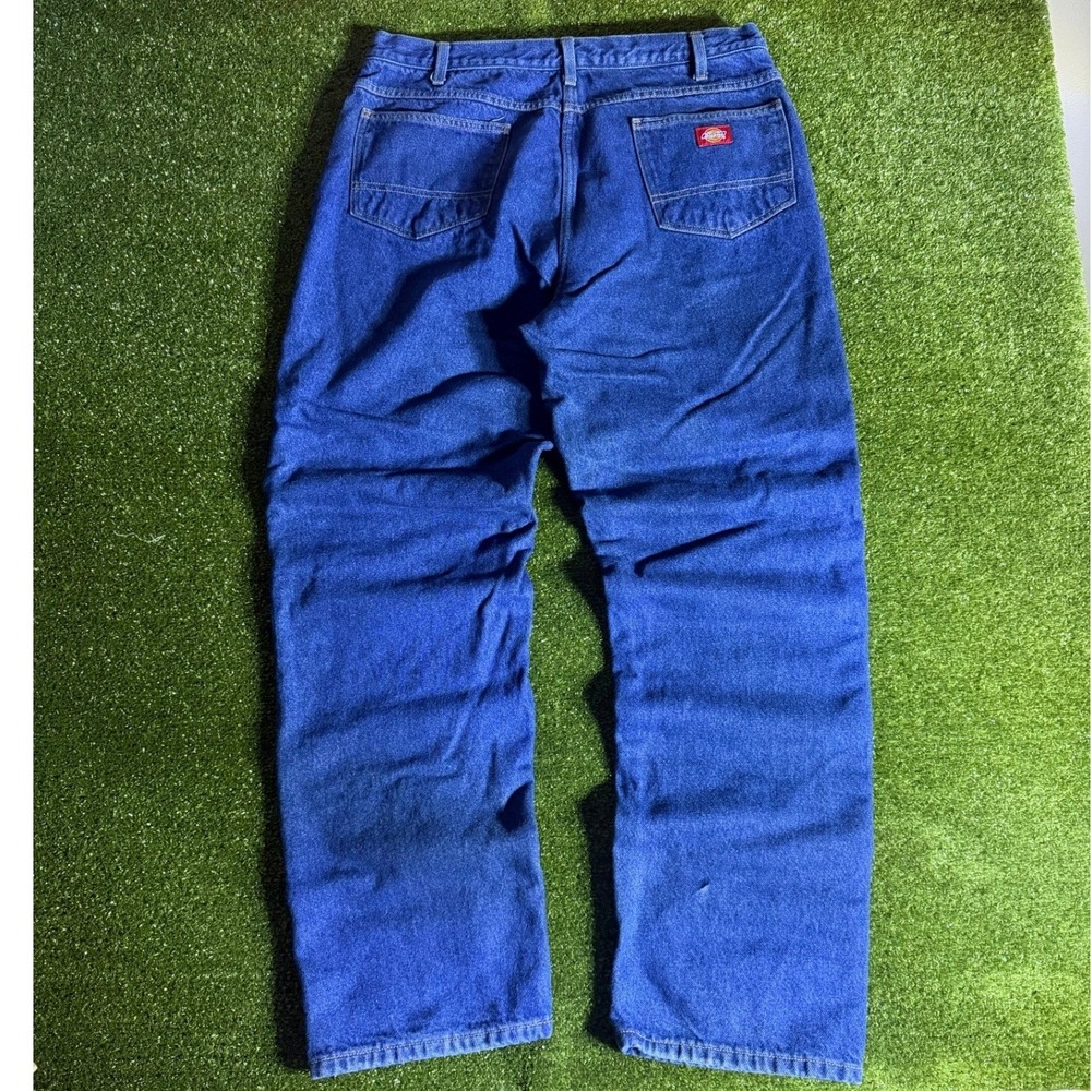Dickies Mens Relaxed Fit Straight Leg Blue Denim Jeans 38x34 Wash Workwear